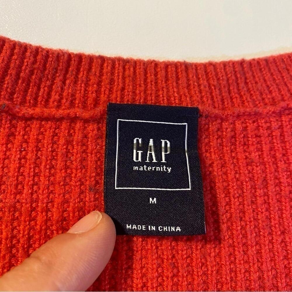 Gap Maternity Size M Pink Wool Blend Ribbed Sweater With Navy‎ Blue Stripes - Picture 5 of 6